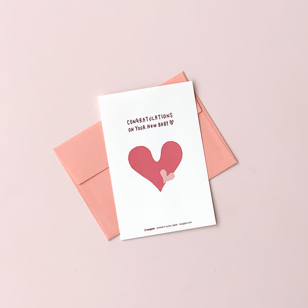 Greeting Card "Congratulations on your new baby♡" _ Coral Pink