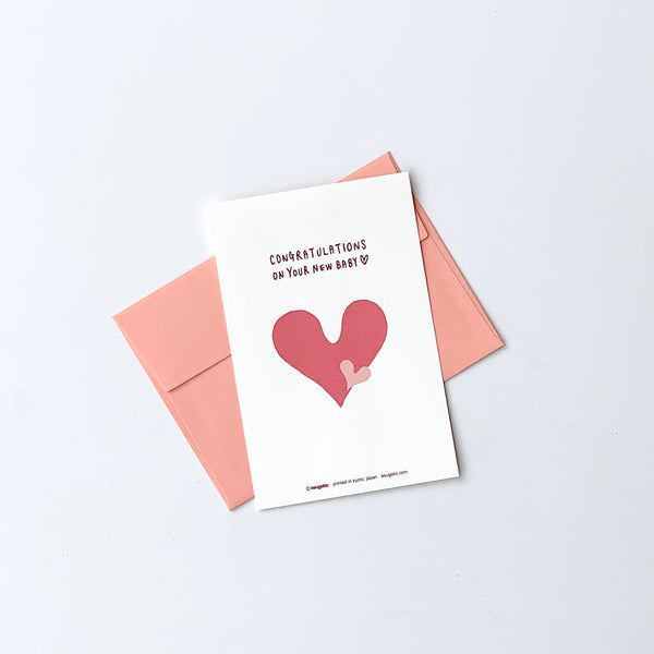 Greeting Card "Congratulations on your new baby♡" _ Coral Pink
