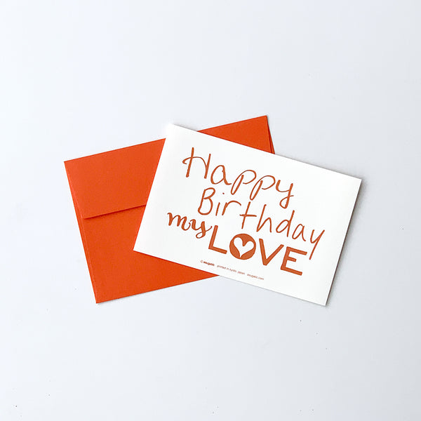 Greeting Card "Happy Birthday my love" _ Tangerine Orange