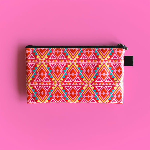 Flat Pouch "Geometric HEARTs Vibrant Wonderland" _ Pink
