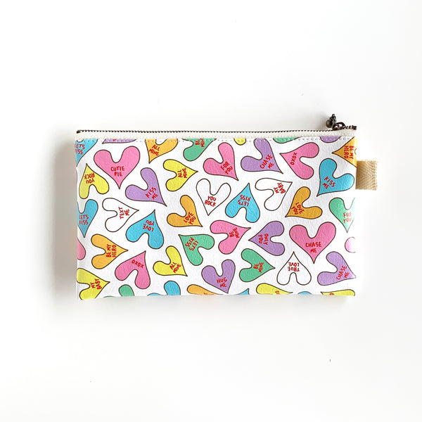 Flat Pouch “Conversation HEARTs” _ Pop Pastel