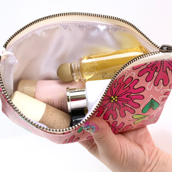 Flat Pouch “HEARTic LOVELY flower” _ Rose Pink