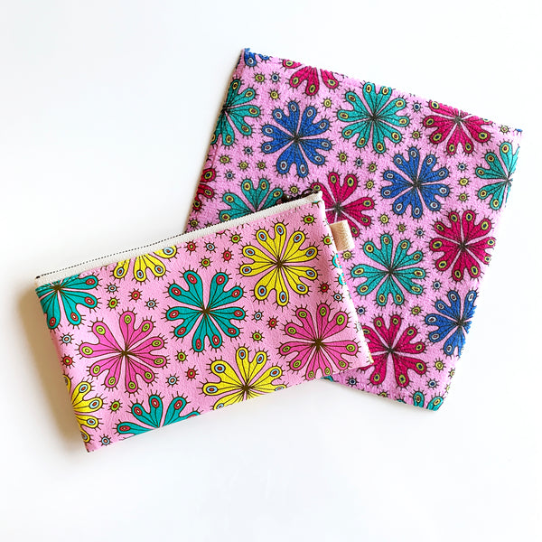 Flat Pouch "HEARTic toge-toge flower" _ Candy Pink