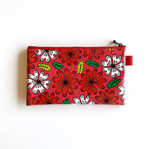 Flat Pouch "HEARTic DARLING flower" _ Caribbean Red