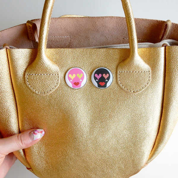 Sugar Skull Pin Badge _ Hot Pink