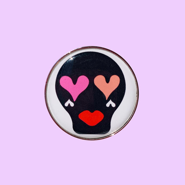 Sugar Skull Pin Badge _ Pitch Black