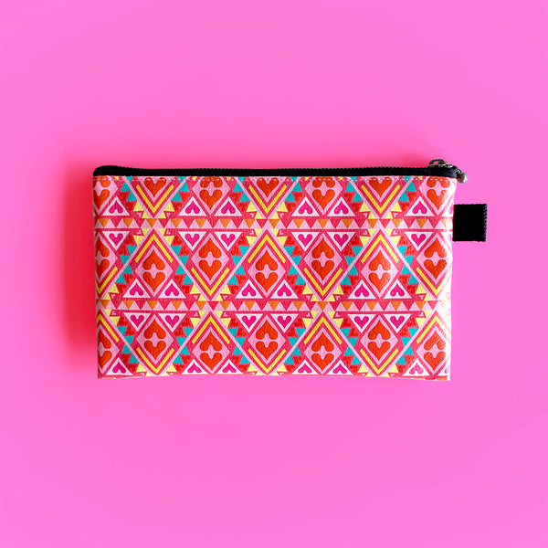 Flat Pouch "Geometric HEARTs Vibrant Wonderland" _ Pink