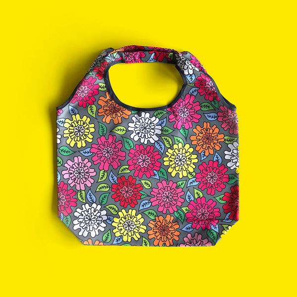 Reusable Foldable Shopping Bag "HEARTic FUNKY flower"
