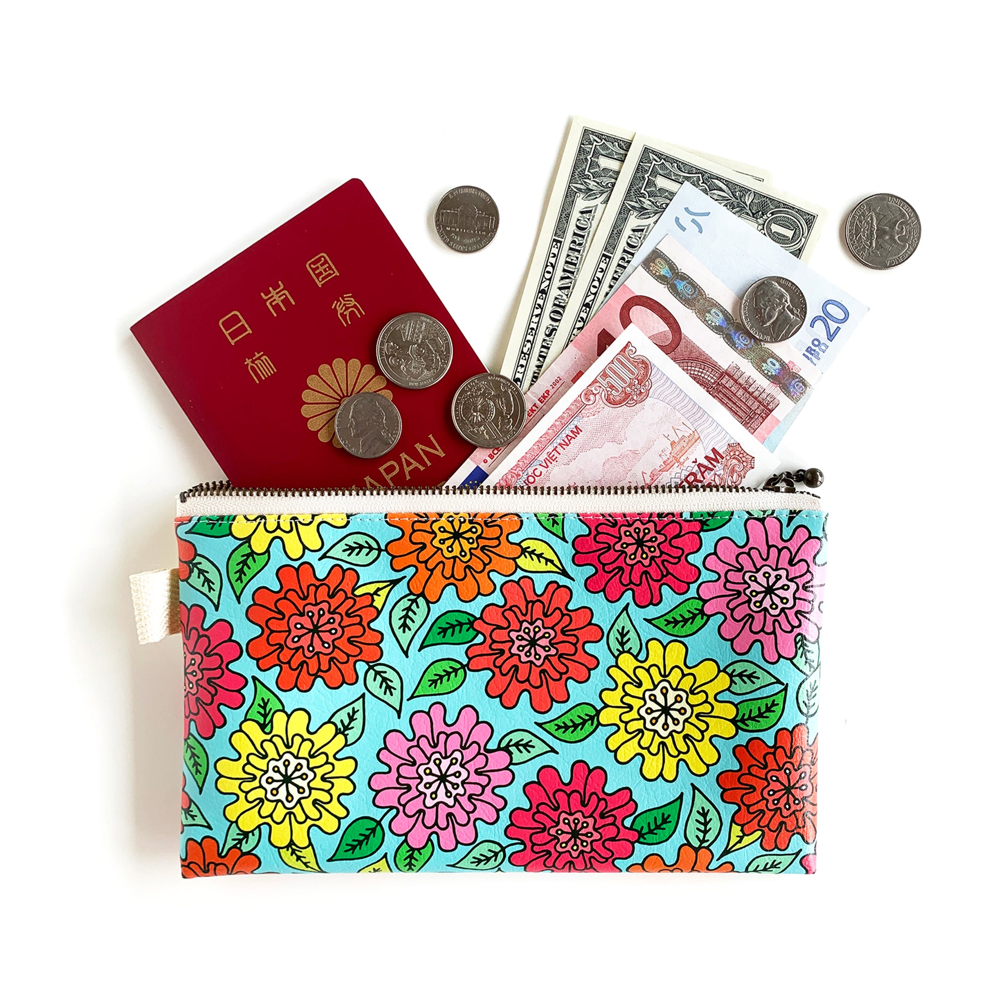 Flat Pouch “HEARTic FUNKY flower” _ Multi Color