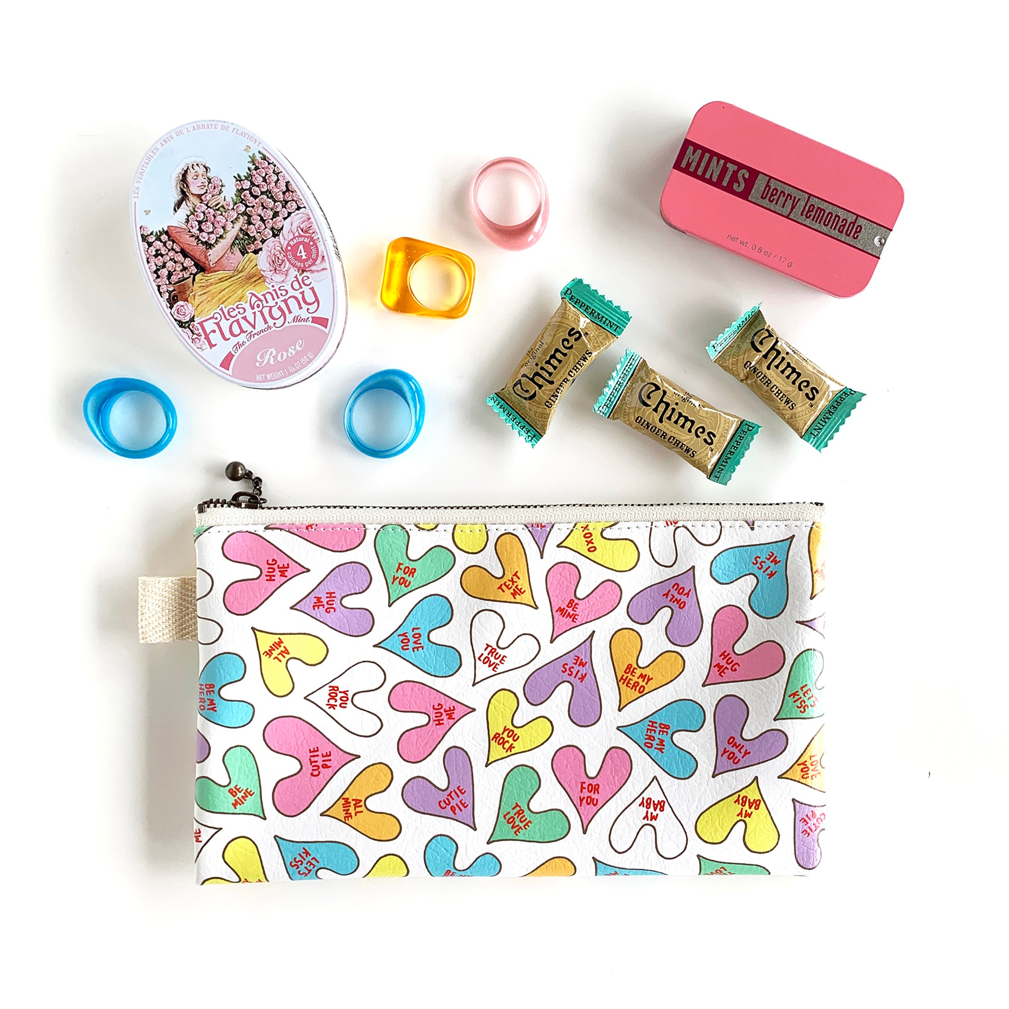 Flat Pouch “Conversation HEARTs” _ Pop Pastel