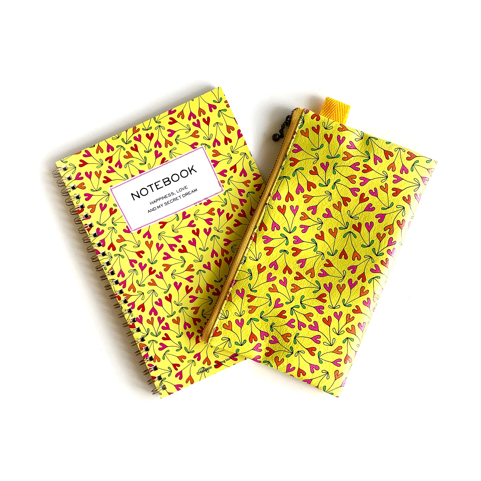 Flat Pouch “HEARTic couple” _ Hansa Yellow