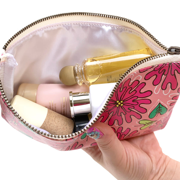 Flat Pouch “HEARTic LOVELY flower” _ Rose Pink