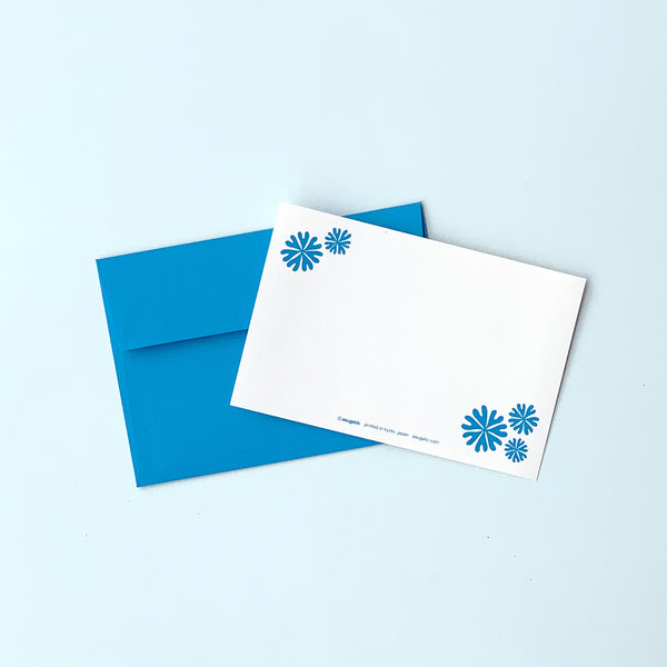 Greeting Card "HEARTic LUCKY flower" _ Turquoise Blue
