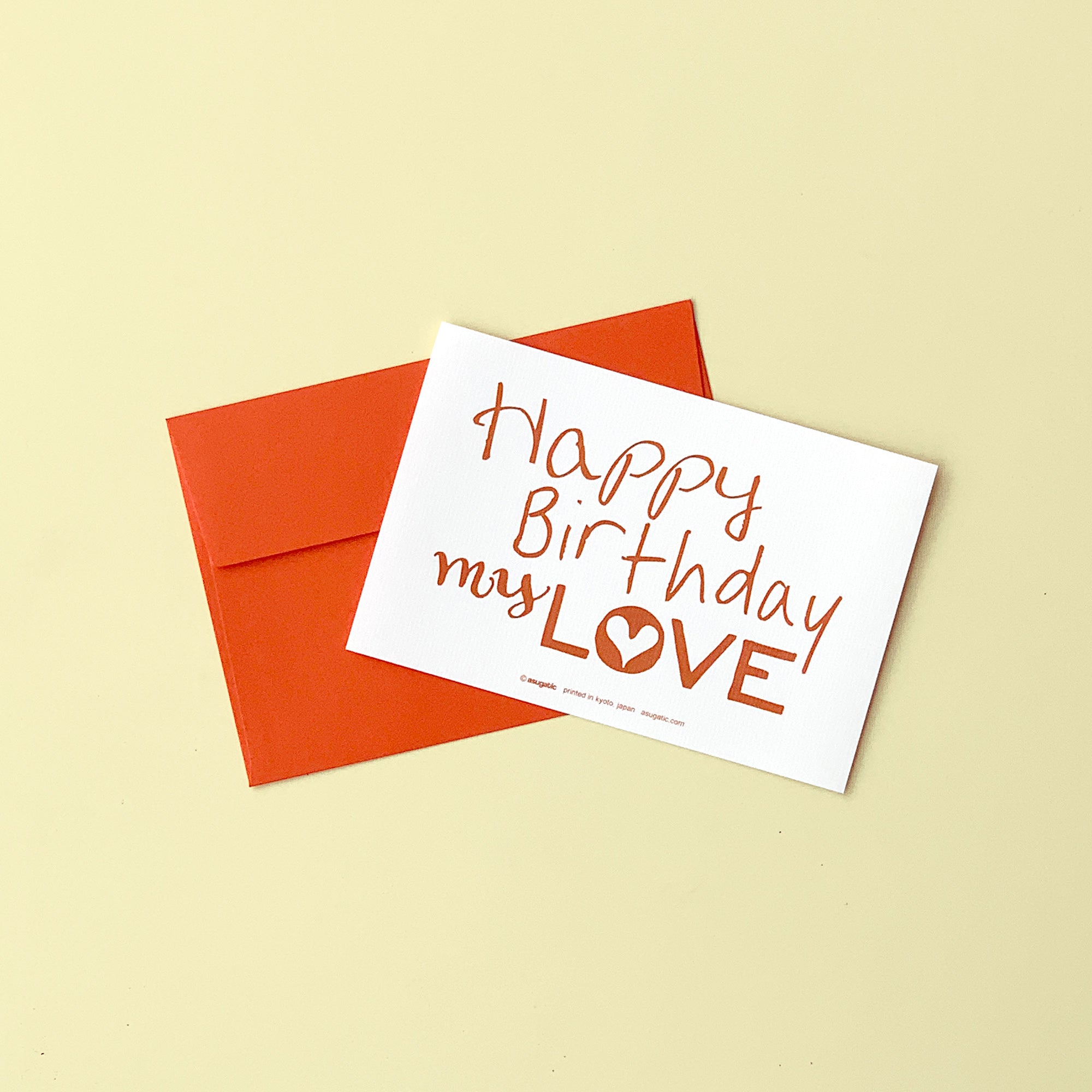 Greeting Card "Happy Birthday my love" _ Tangerine Orange