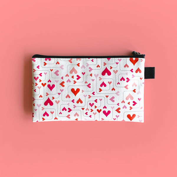 Flat Pouch “HEART to HEART” _ Warm Reds