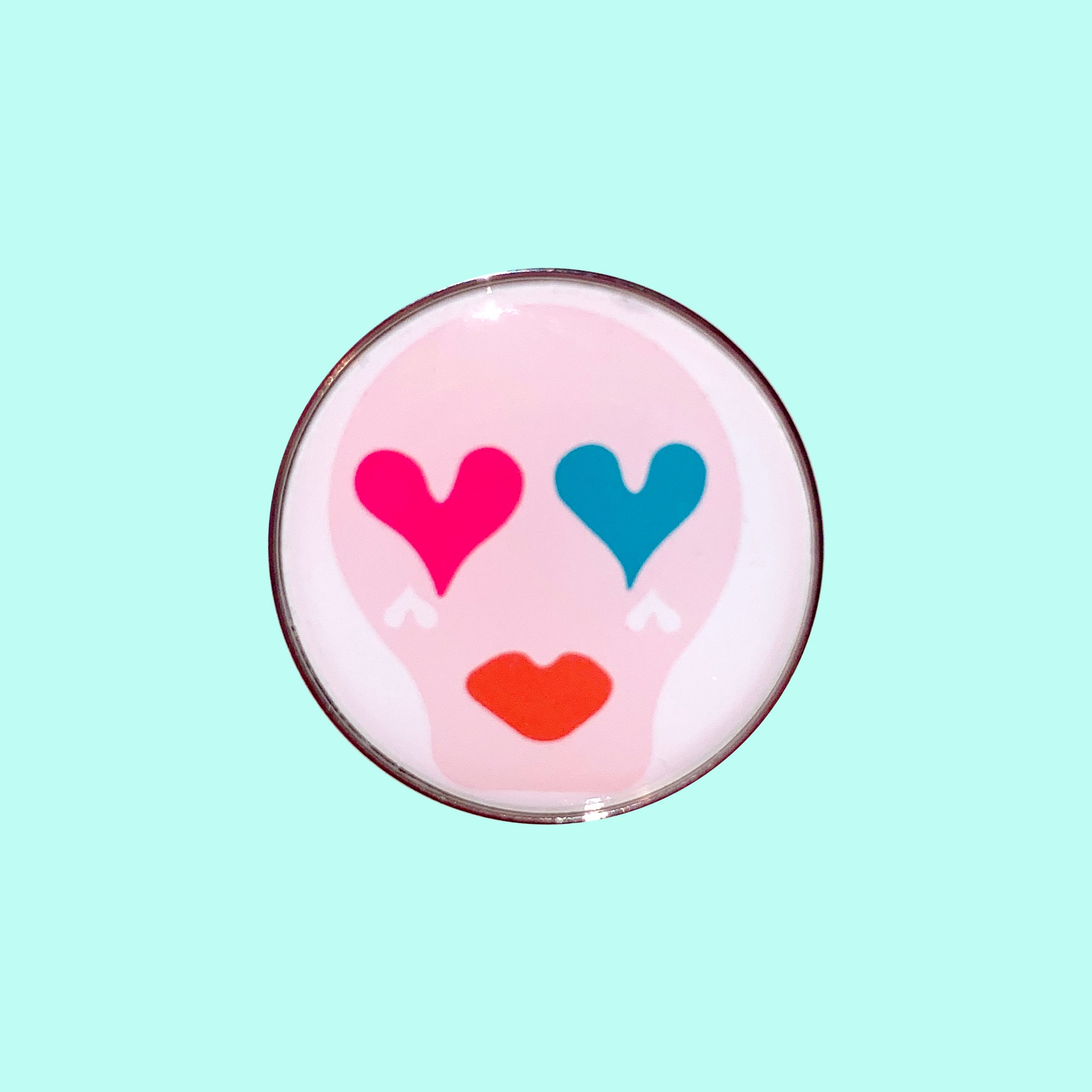 Sugar Skull Pin Badge _ Light Pink