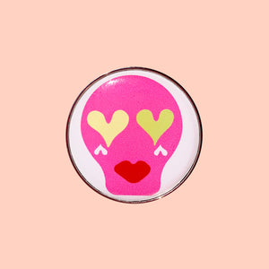 Sugar Skull Pin Badge _ Hot Pink